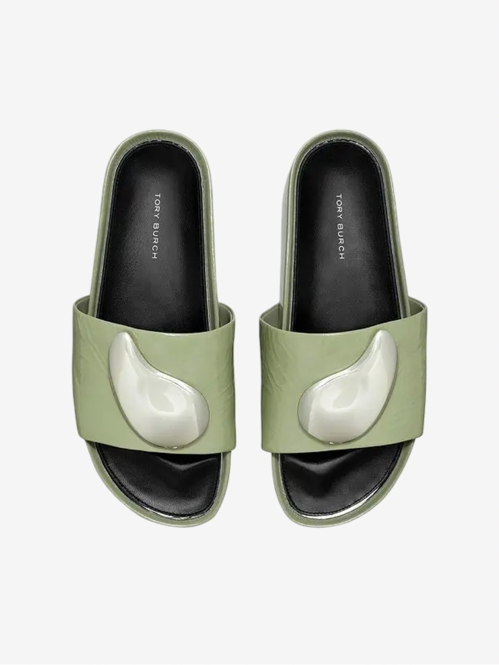 NEW Tory Burch x Revolve Patos Platform Slide in Light Jade & Silver Sz 8